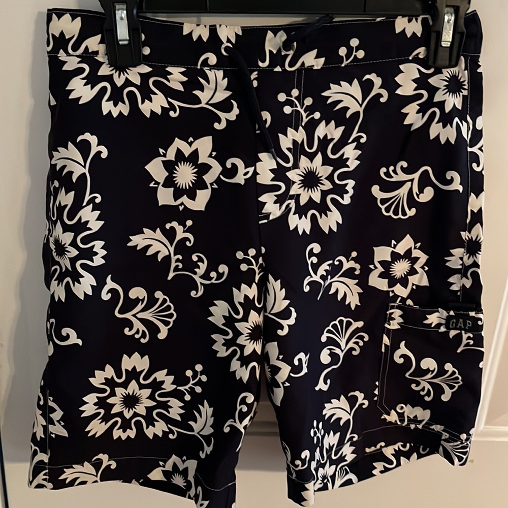 Gap Navy and White gently used swim trunks